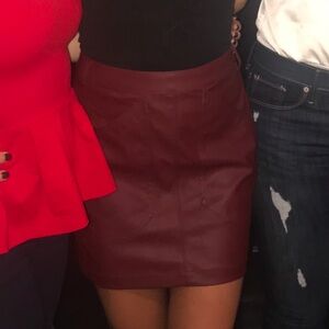 Express Burgundy Leather Skirt (with belt)